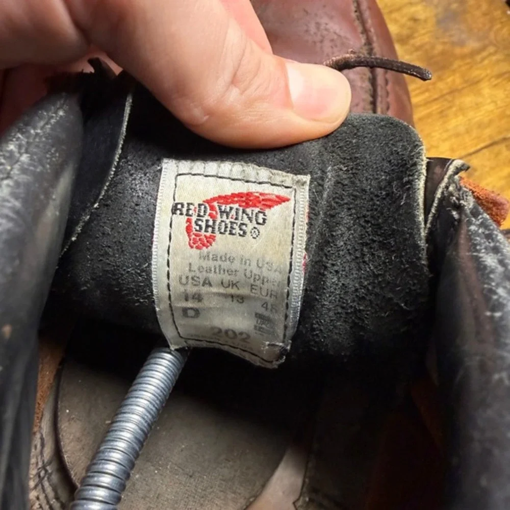 Red Wing 202 Brown Leather Moc Toe Work Boots Mens 14 D Made in‎ USA